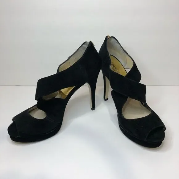 Michael Kors black peep toe platform 5in heels size 10 - Picture 4 of 16